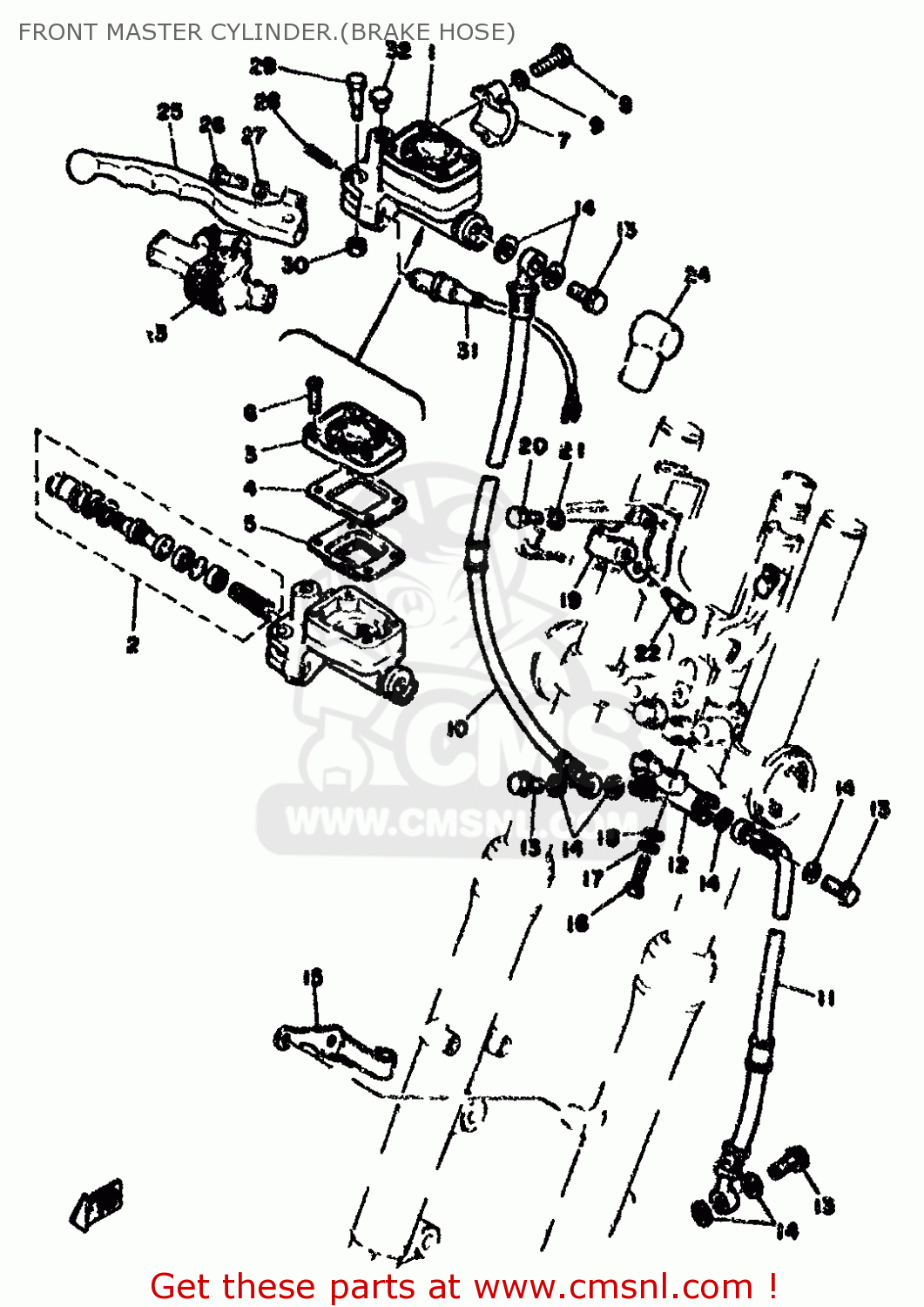 Yamaha SR500 1978 2J4 EUROPE 2J428-198E5 FRONT MASTER CYLINDER.(BRAKE ...