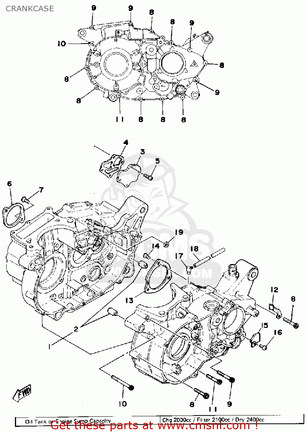 Yamaha SR500 1978 USA CRANKCASE - buy original CRANKCASE spares online