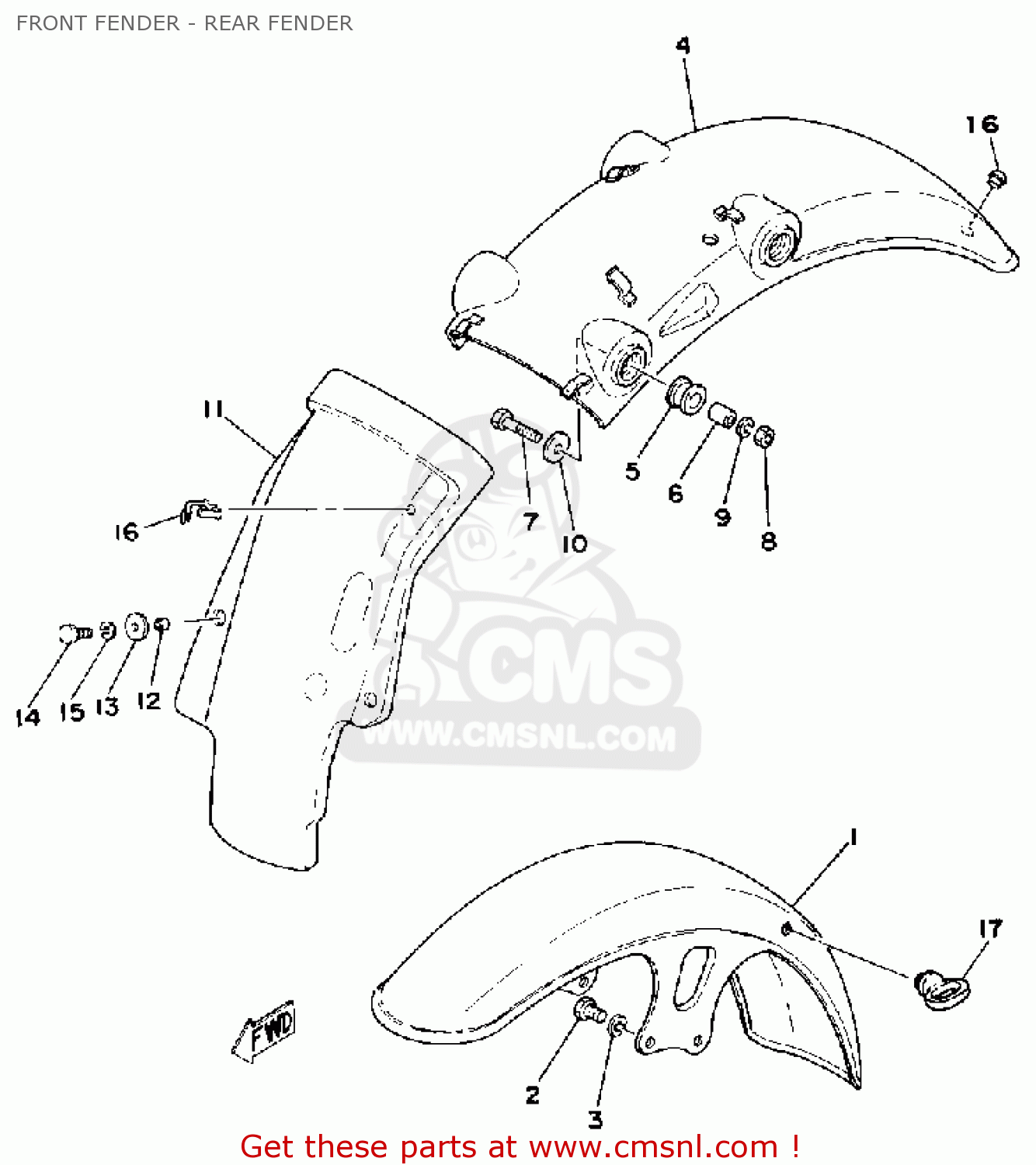 Yamaha SR500 1978 USA FRONT FENDER - REAR FENDER - buy original FRONT ...