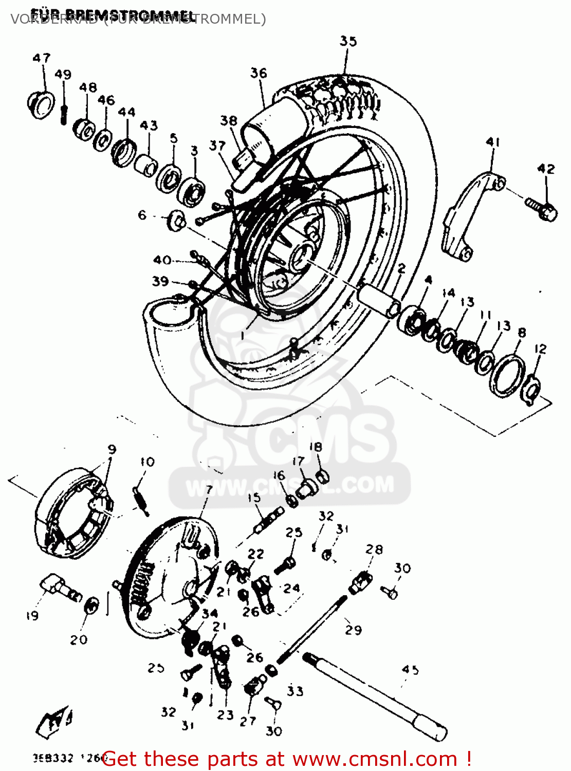 Yamaha SR500 1991 3EB3 GERMANY 213EB-332G1 VORDERRAD (FUR BREMSTROMMEL ...