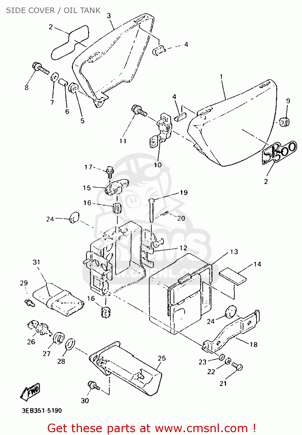 Yamaha Sr500 1995 3eb6 Europe 253eb 300e1 Side Cover Oil Tank Buy