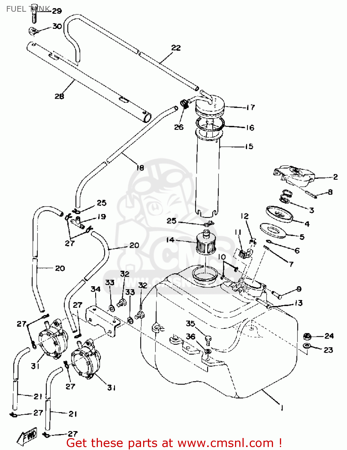 Yamaha SRX440 1976 FUEL TANK - buy original FUEL TANK spares online