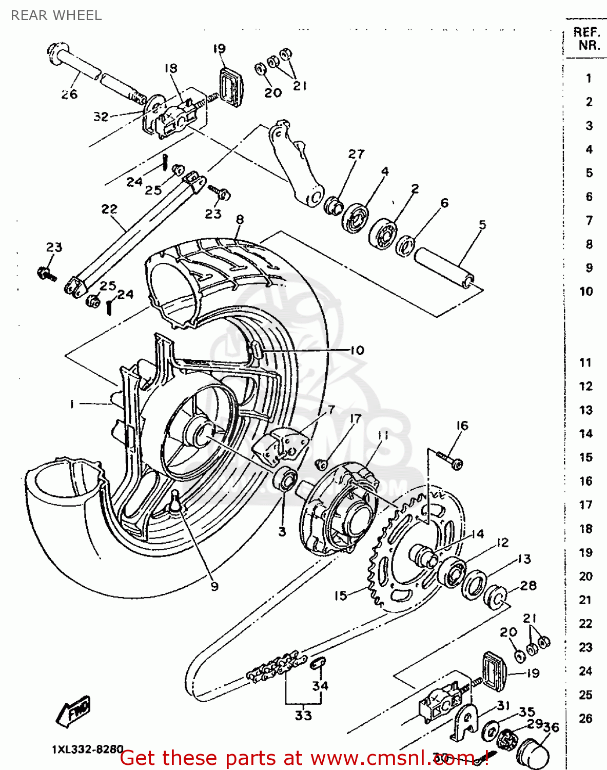 Yamaha SRX600H (33.1KW 1987 1XL GERMANY 271XL-332G2 REAR WHEEL - buy ...