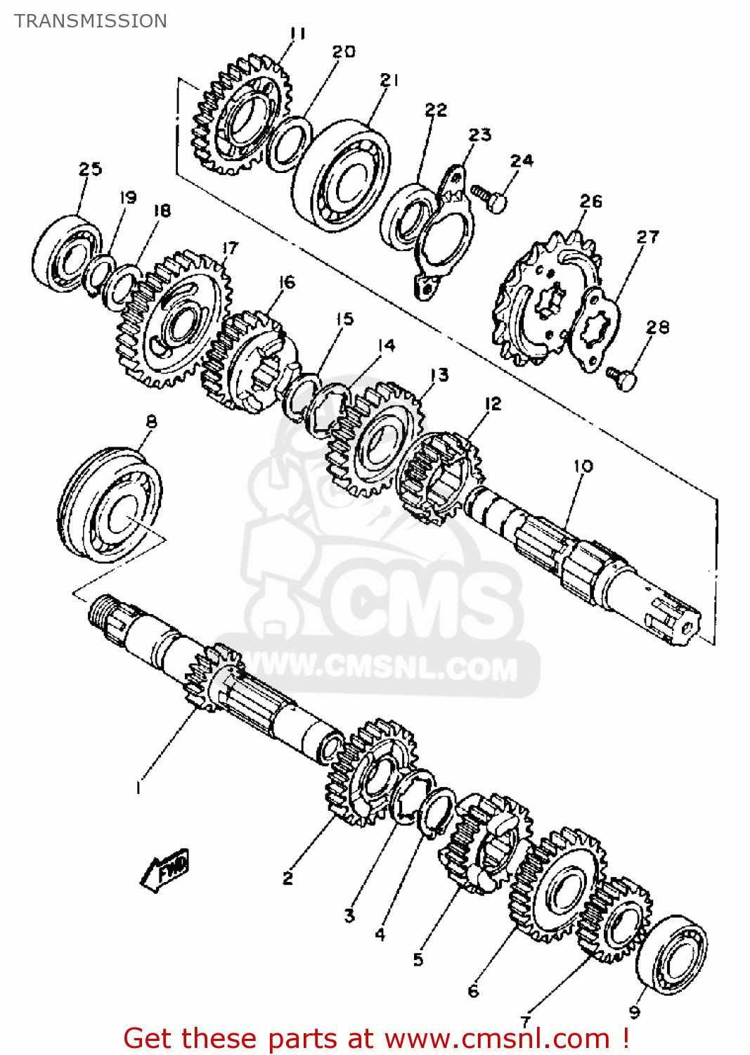 Yamaha SRX600S 1986 TRANSMISSION - buy original TRANSMISSION spares online