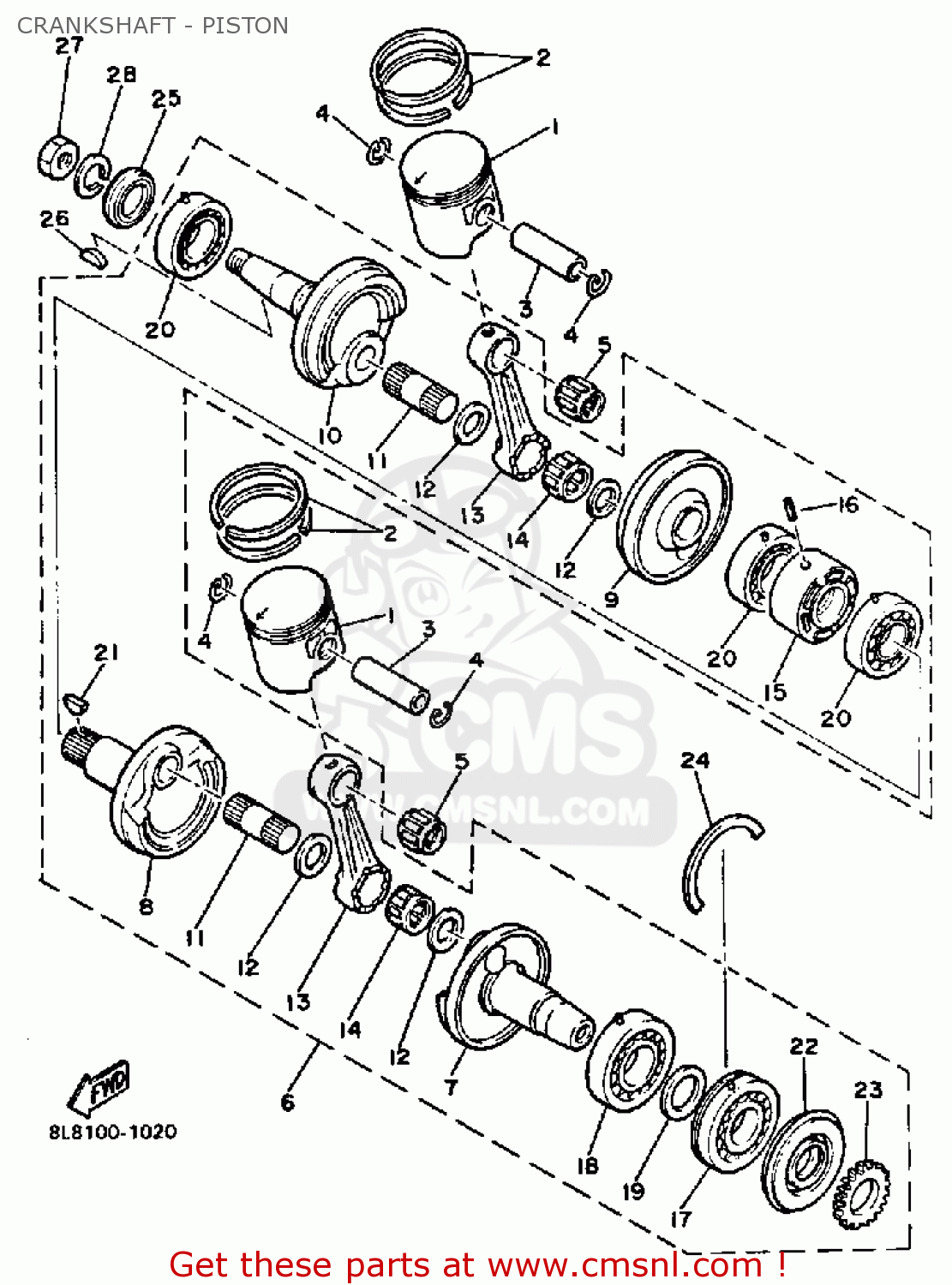 Yamaha SS440J 1985 CRANKSHAFT - PISTON - buy original CRANKSHAFT ...