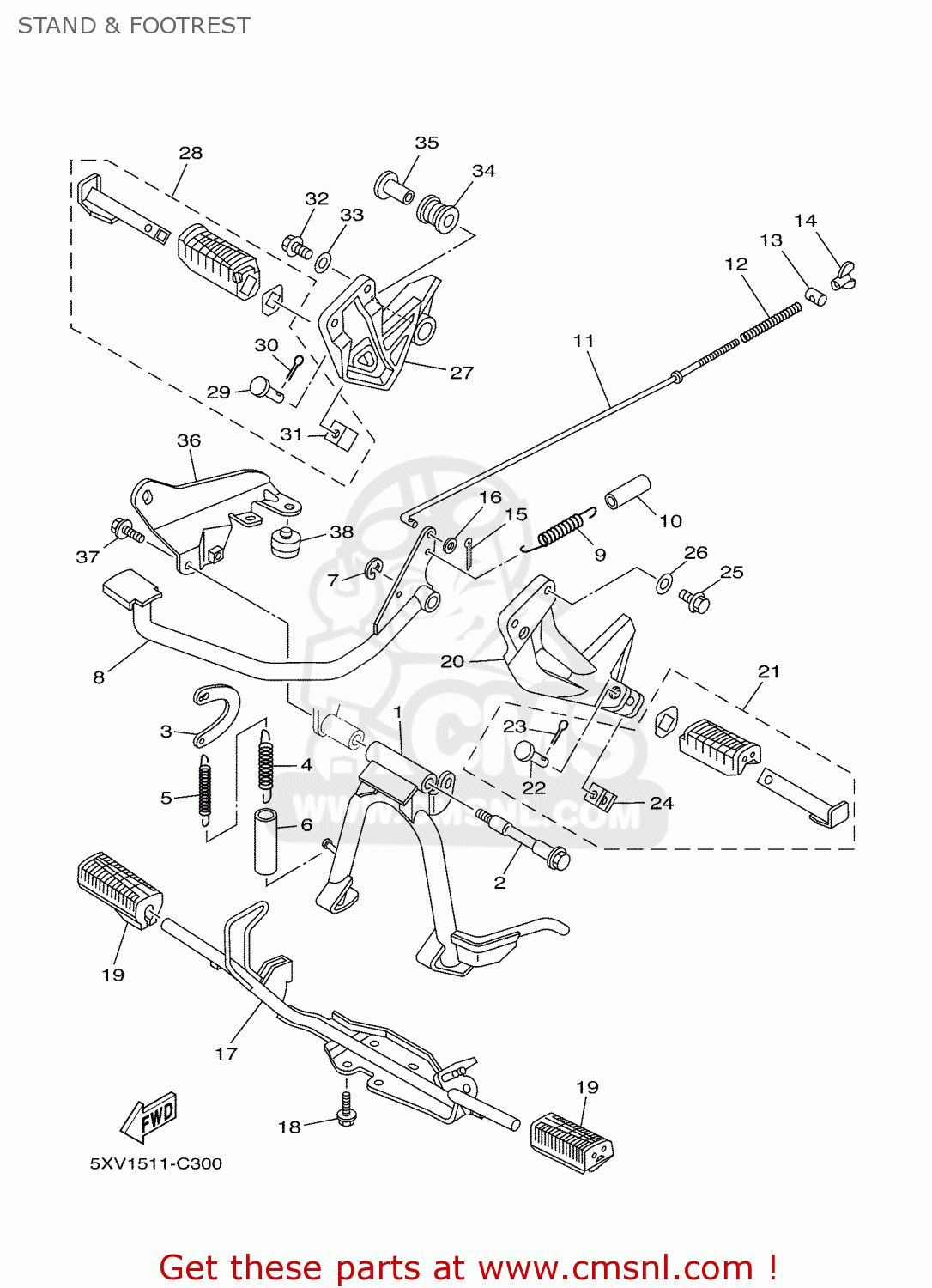 Yamaha T110 2005 5XV2 GREECE 1D5XV-511E1 STAND & FOOTREST - buy ...