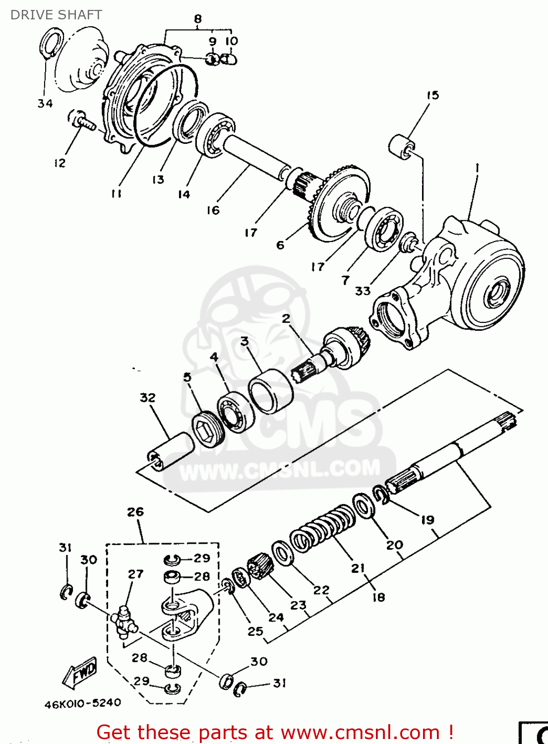 Yamaha T50 1986 2FM ENGLAND 262FM310E1 DRIVE SHAFT buy original
