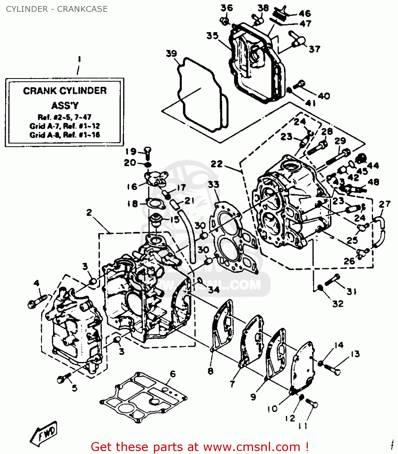 Yamaha T9.9(EH/ER/MH)R 1993 CYLINDER - CRANKCASE - buy original ...