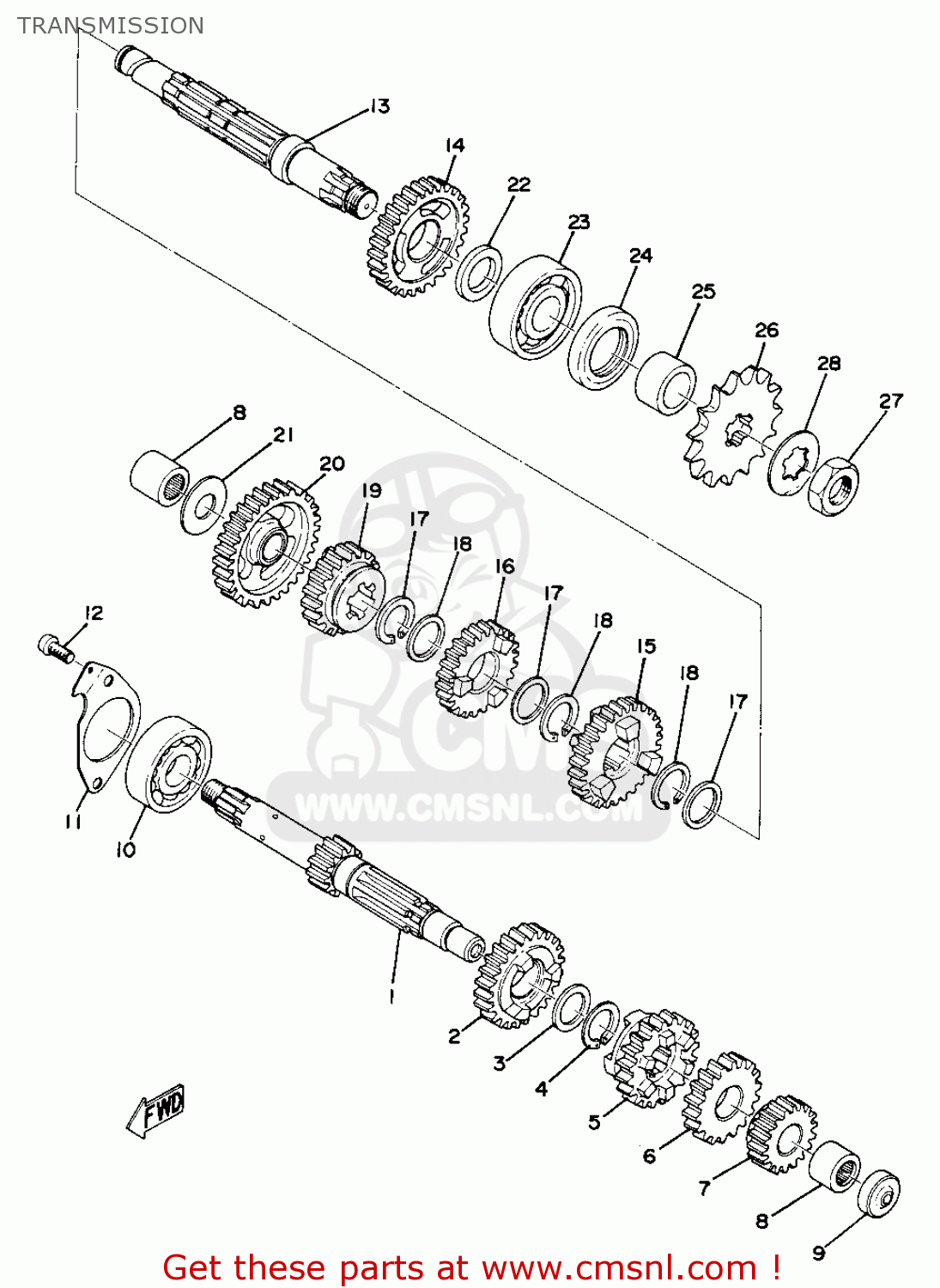 Yamaha TA125 USA TRANSMISSION - buy original TRANSMISSION spares online