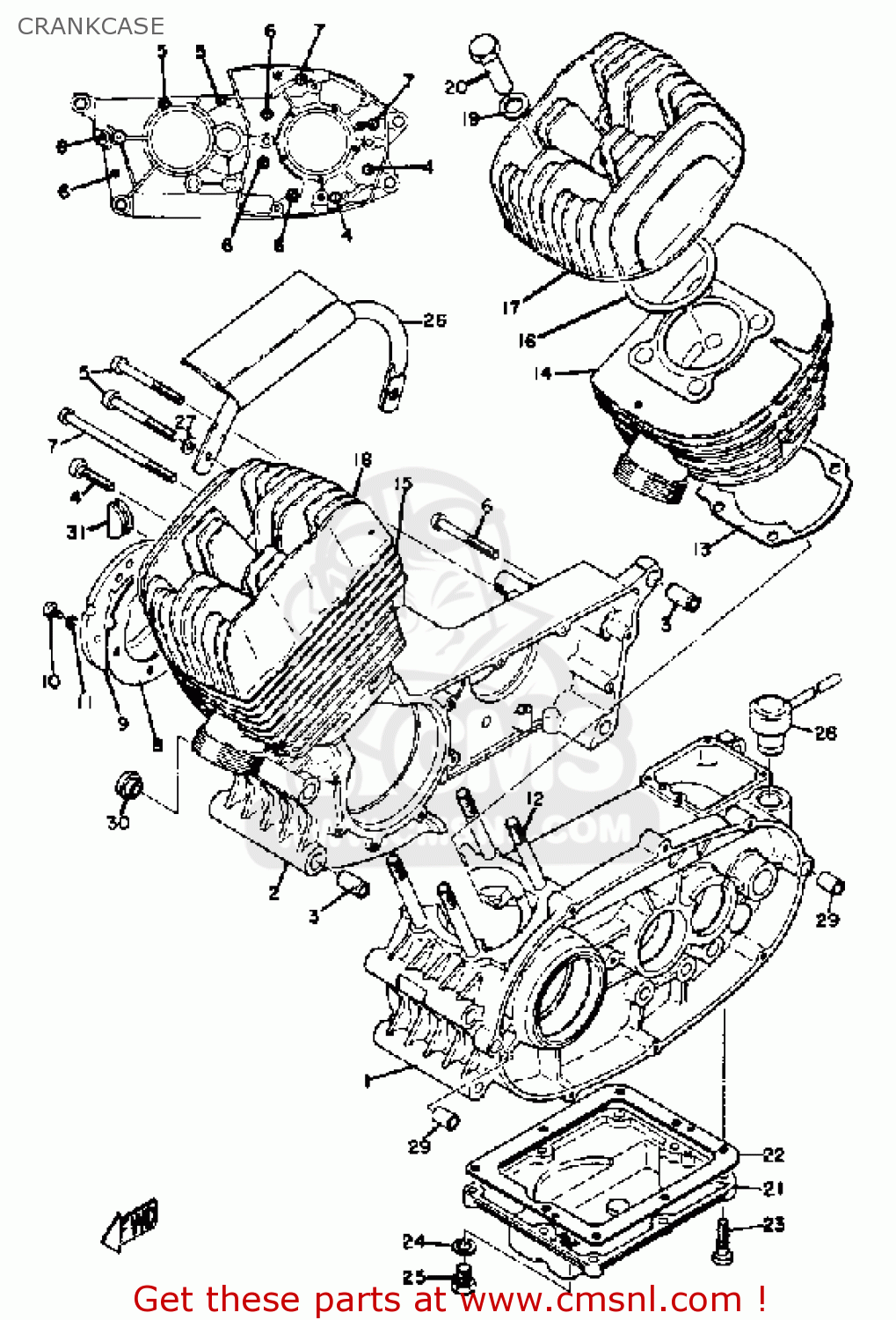 Yamaha TD2 1970 USA CRANKCASE - buy original CRANKCASE spares online