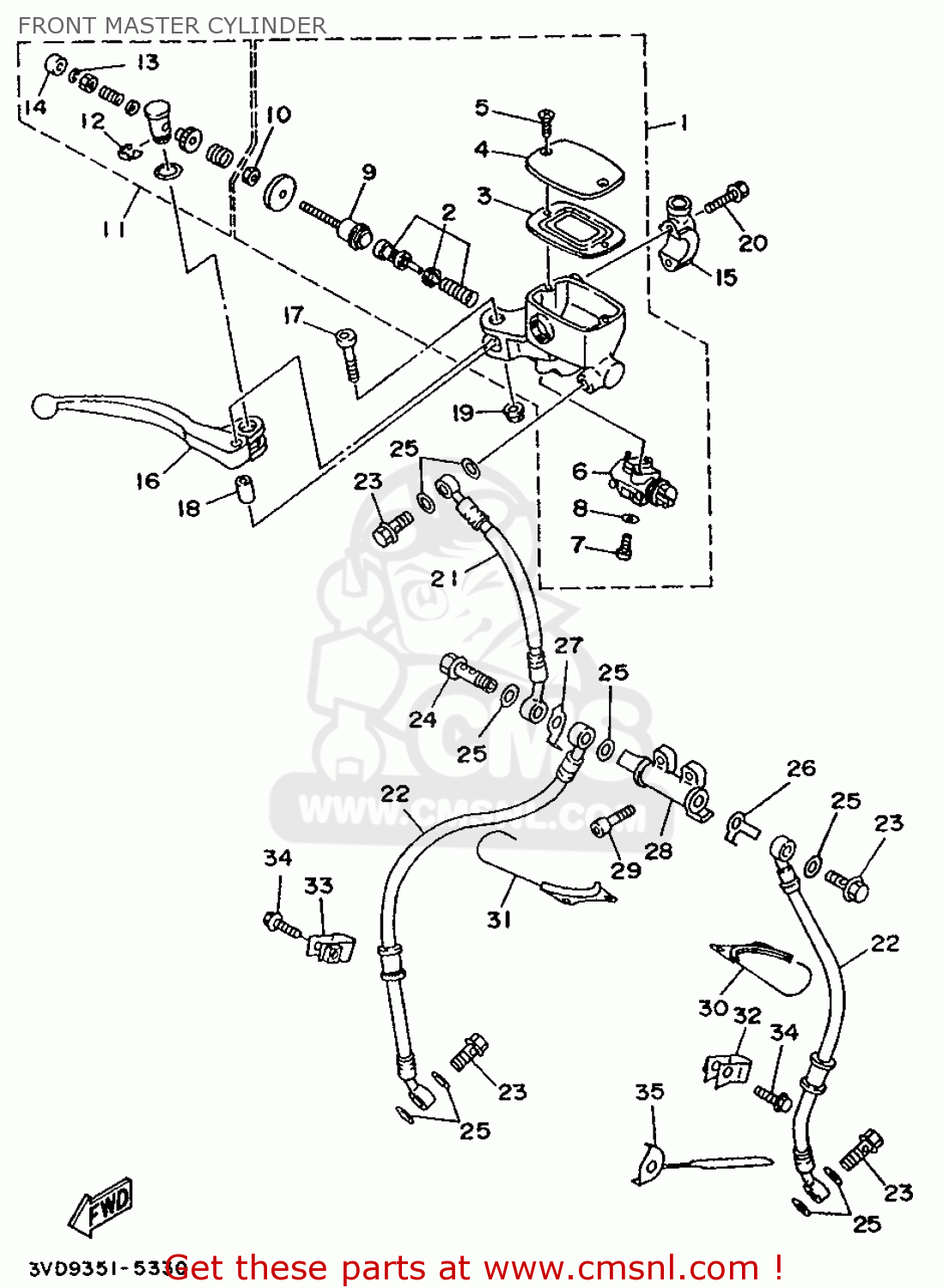 Yamaha TDM850 1995 3VD9 EUROPE 253VD-300E2 FRONT MASTER CYLINDER - Buy ...