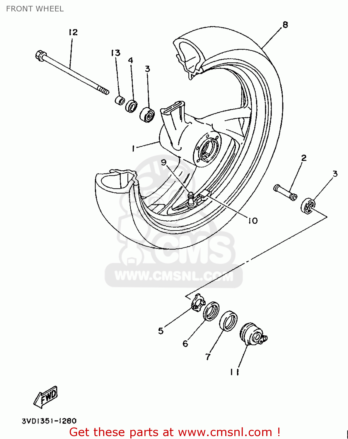 Yamaha TDM850 1995 3VD9 EUROPE 253VD-300E2 FRONT WHEEL - Buy Original ...