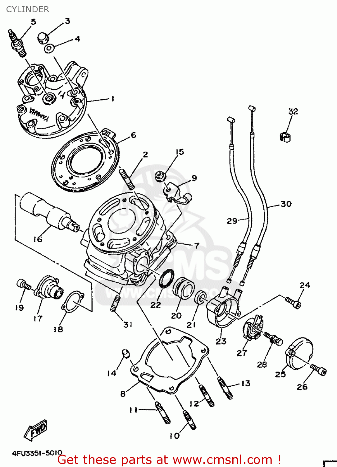 Yamaha TDR125 1996 4FU4 FRANCE 264FU-351F1 CYLINDER - buy original ...