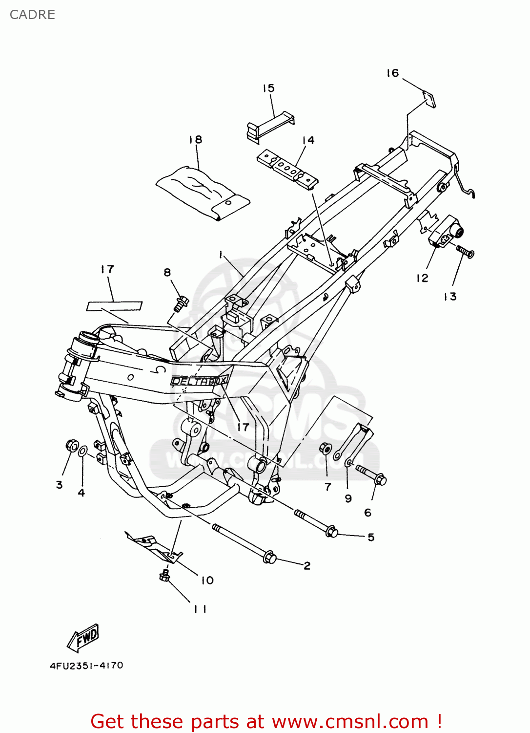 Yamaha TDR125 2002 5AE6 FRANCE 1A5AE-351F1 CADRE - buy original CADRE ...