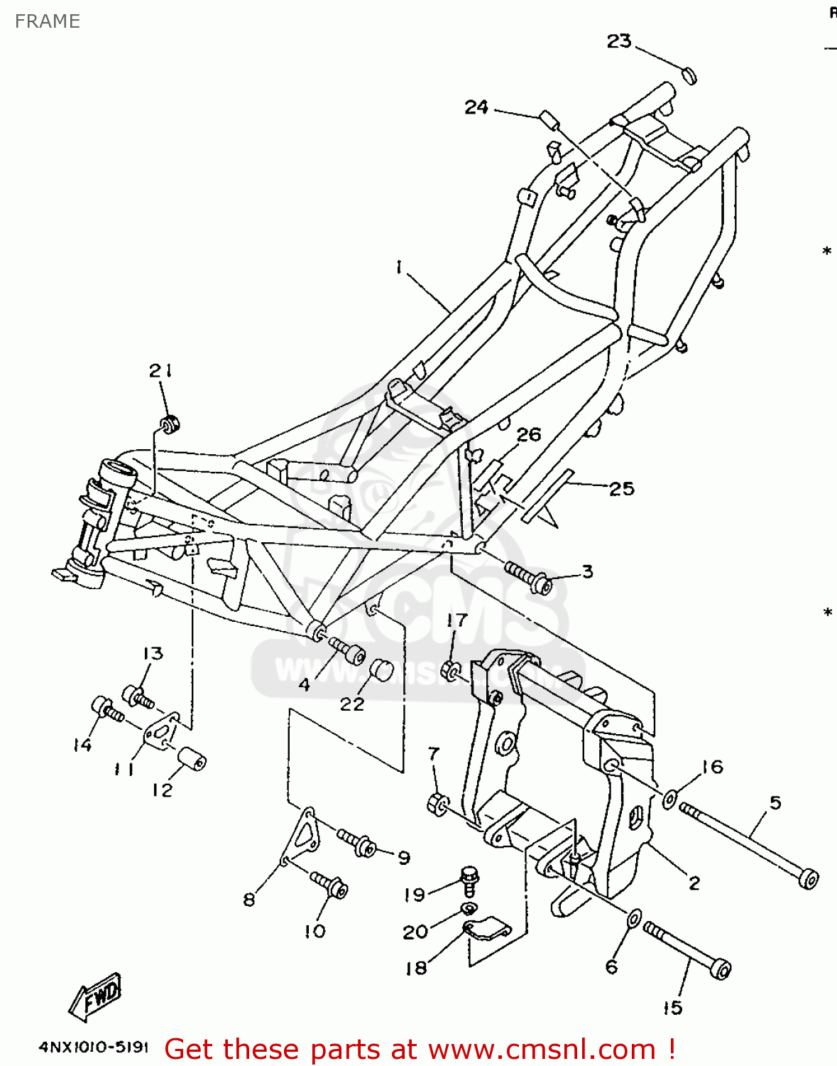 Yamaha TRX850 1996 4UN1 ENGLAND 264UN-300E2 FRAME - buy original FRAME ...