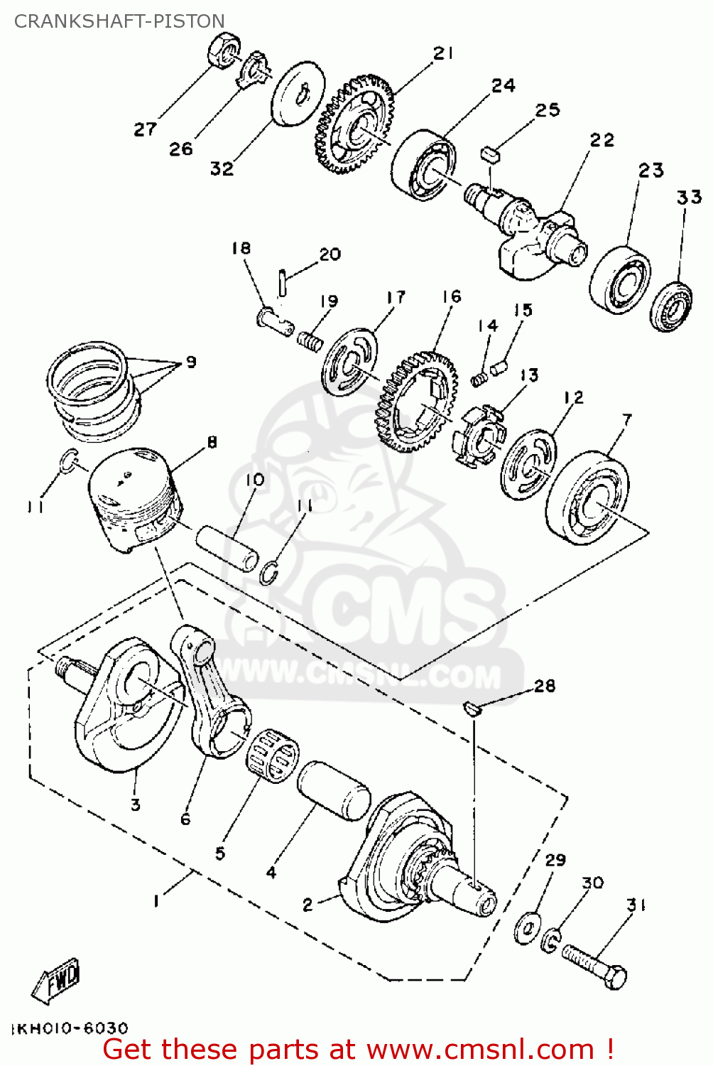 Yamaha TT225 1987 (H) USA CANADA CRANKSHAFT-PISTON - buy original ...