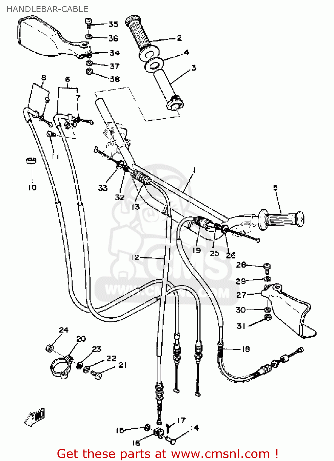 Yamaha TT250 OFF ROAD 1980 (A) USA HANDLEBAR-CABLE - buy original ...