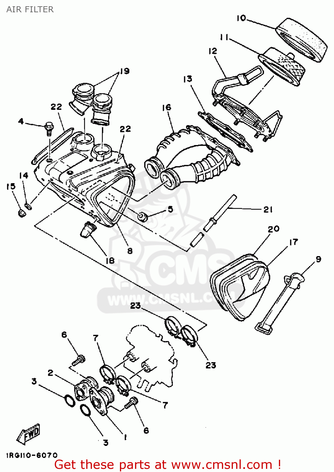 Yamaha TT350 1987 (H) USA CANADA AIR FILTER - buy original AIR FILTER ...