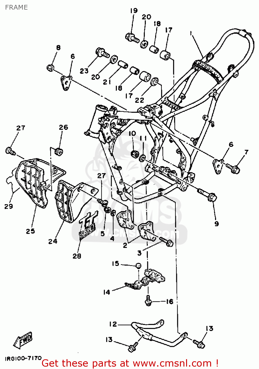 Yamaha TT350 1987 (H) USA CANADA FRAME - buy original FRAME spares online