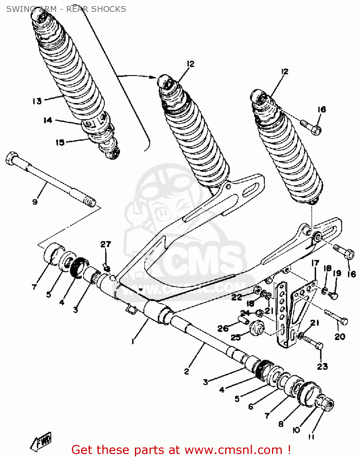 Yamaha TT500 OFFROAD 1976 USA SWING ARM - REAR SHOCKS - buy original ...