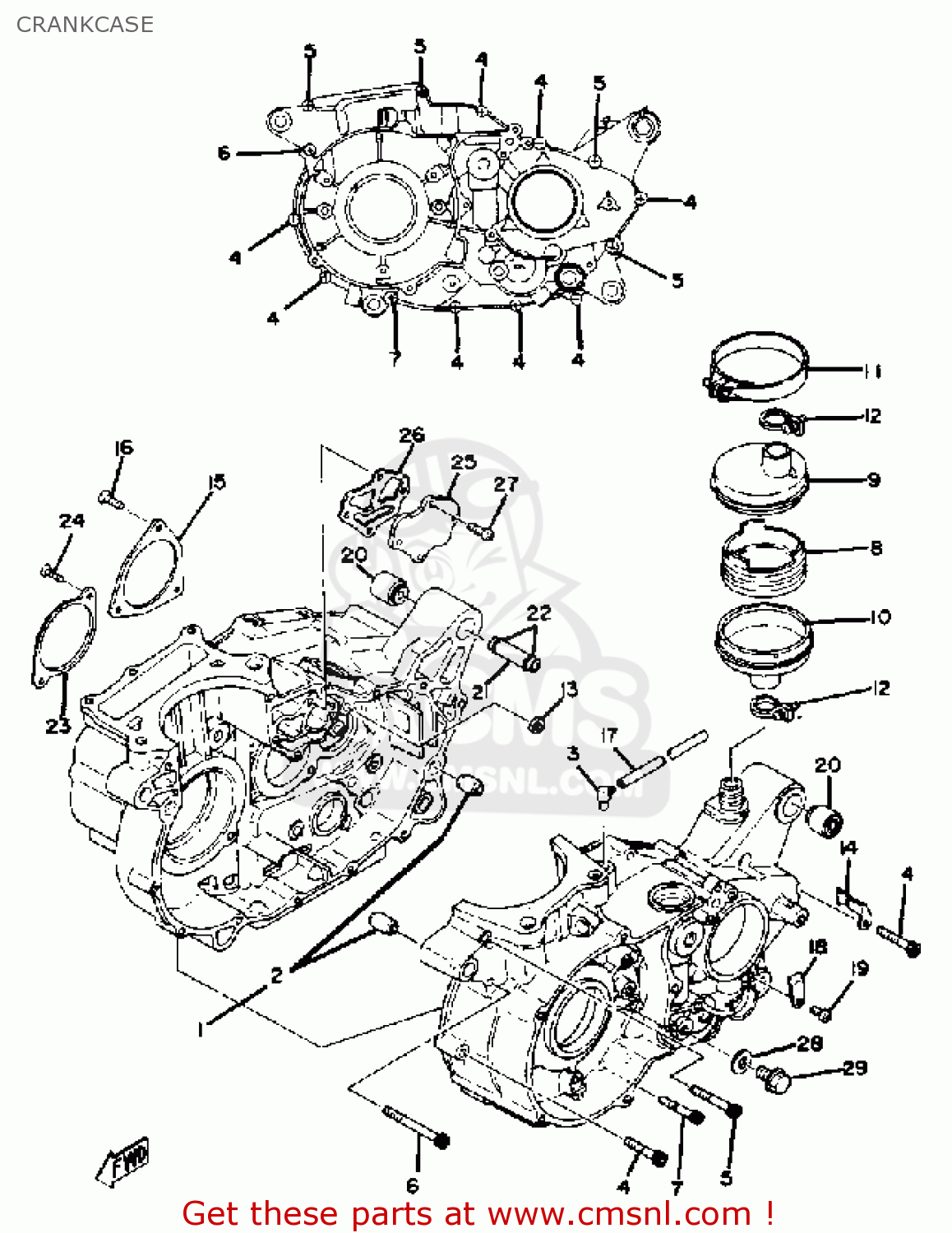 Yamaha TT500 OFFROAD 1980 (A) USA CRANKCASE - buy original CRANKCASE ...