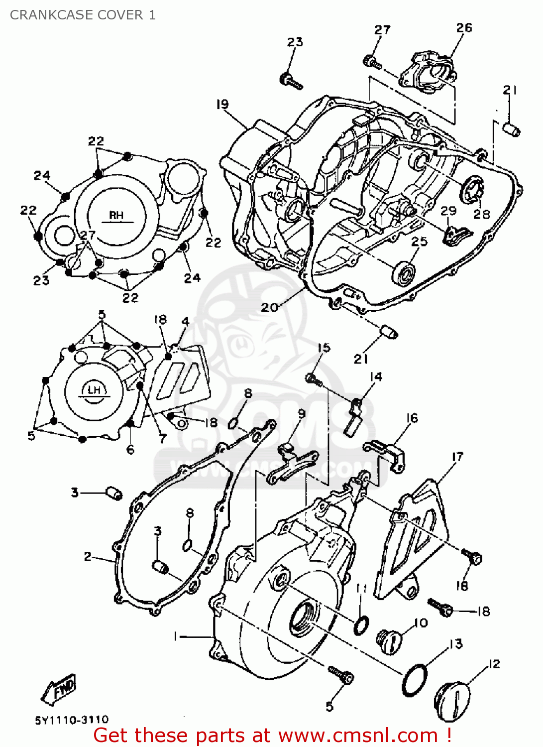 Yamaha TT600 OFFROAD 1985 (F) USA CRANKCASE COVER 1 - buy original ...