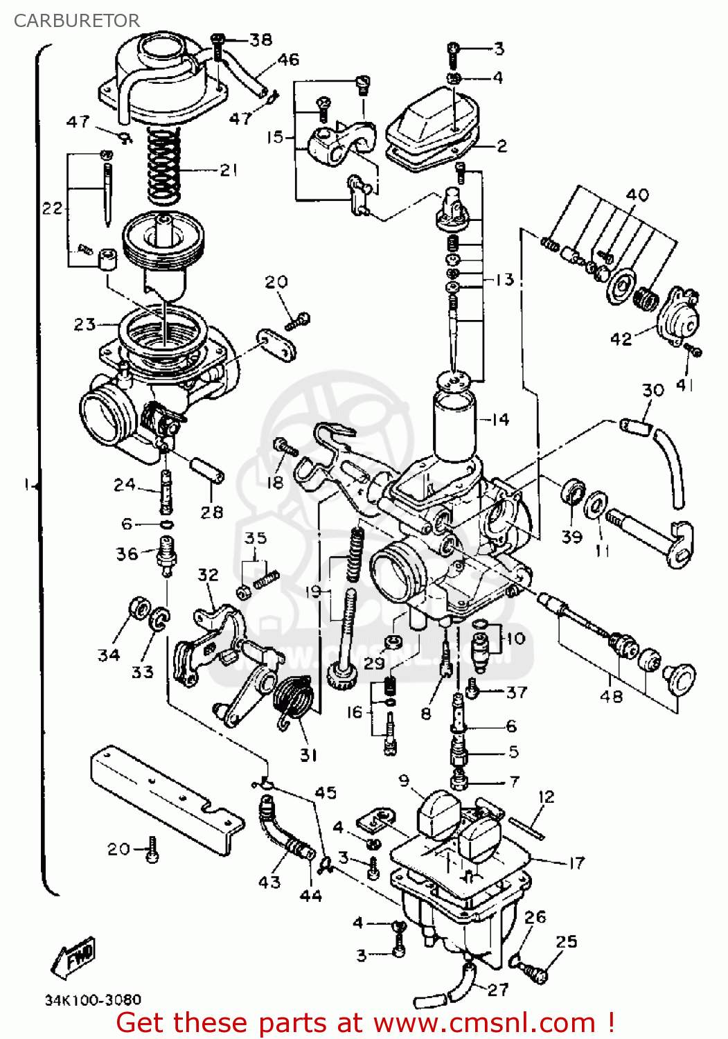 Yamaha TT600 OFFROAD 1986 (G) USA CARBURETOR - buy original CARBURETOR ...