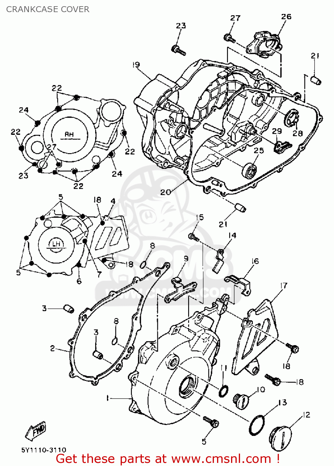 Yamaha TT600 OFFROAD 1986 (G) USA CRANKCASE COVER - buy original ...