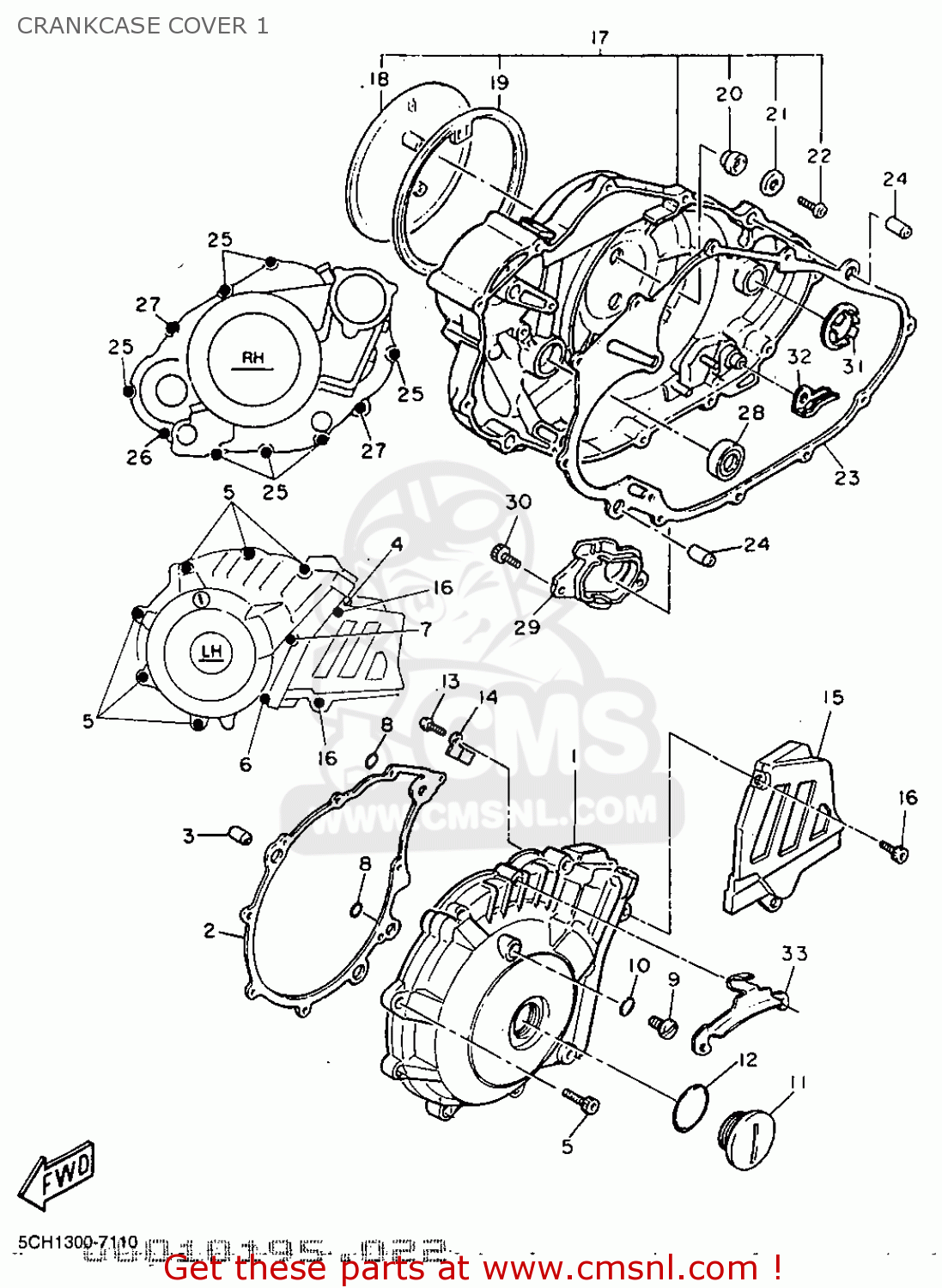 Yamaha TT600R 1999 5CH2 FRANCE 295CH-300E1 CRANKCASE COVER 1 - buy ...