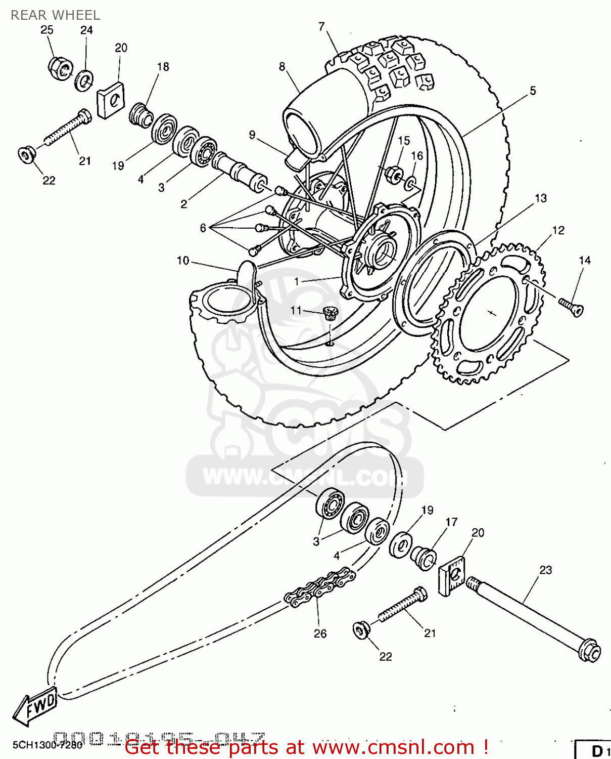 Yamaha TT600R 1999 5CH2 GERMANY 295CH-300E1 REAR WHEEL - buy original ...