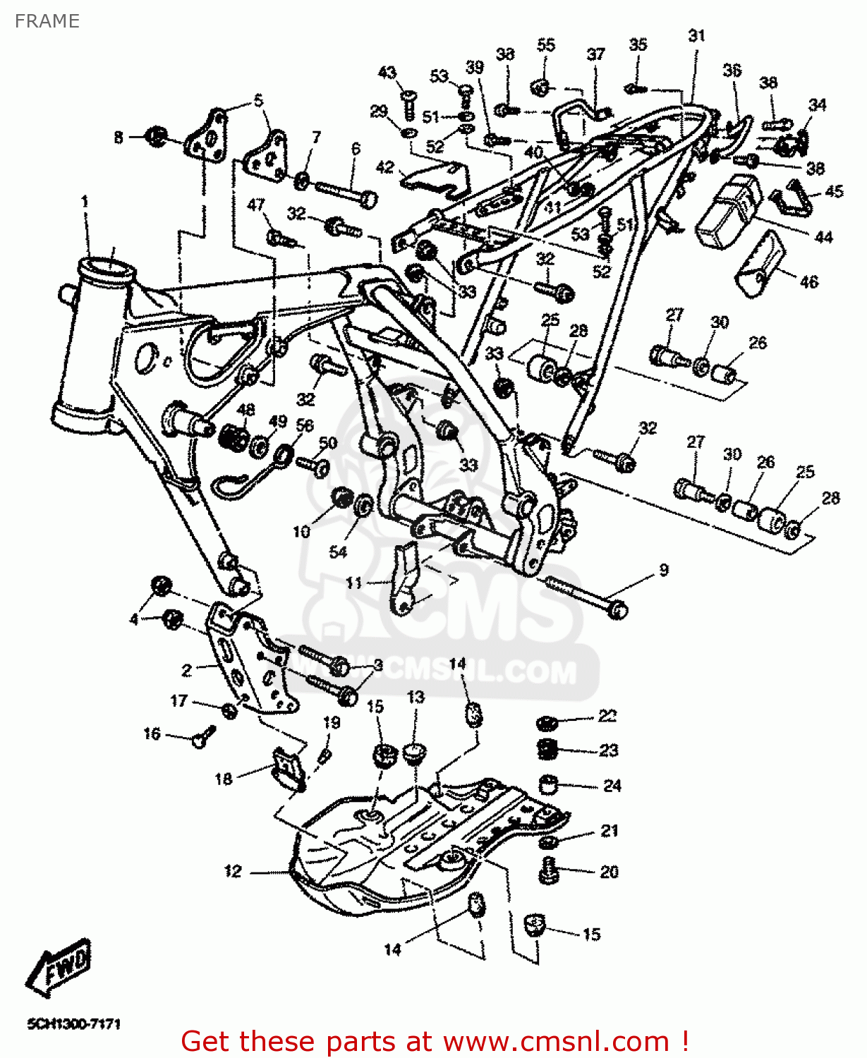 Yamaha TT600R 2001 5CH4 EUROPE 215CH-300E1 FRAME - buy original FRAME ...