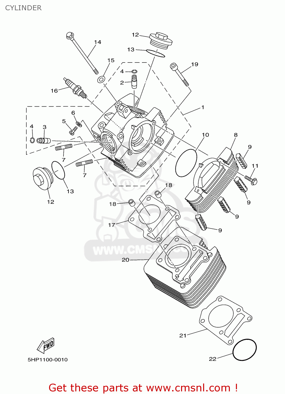 Yamaha TTR125 2002 5HPB SWITZERLAND 1A5HP-100E2 CYLINDER - buy original