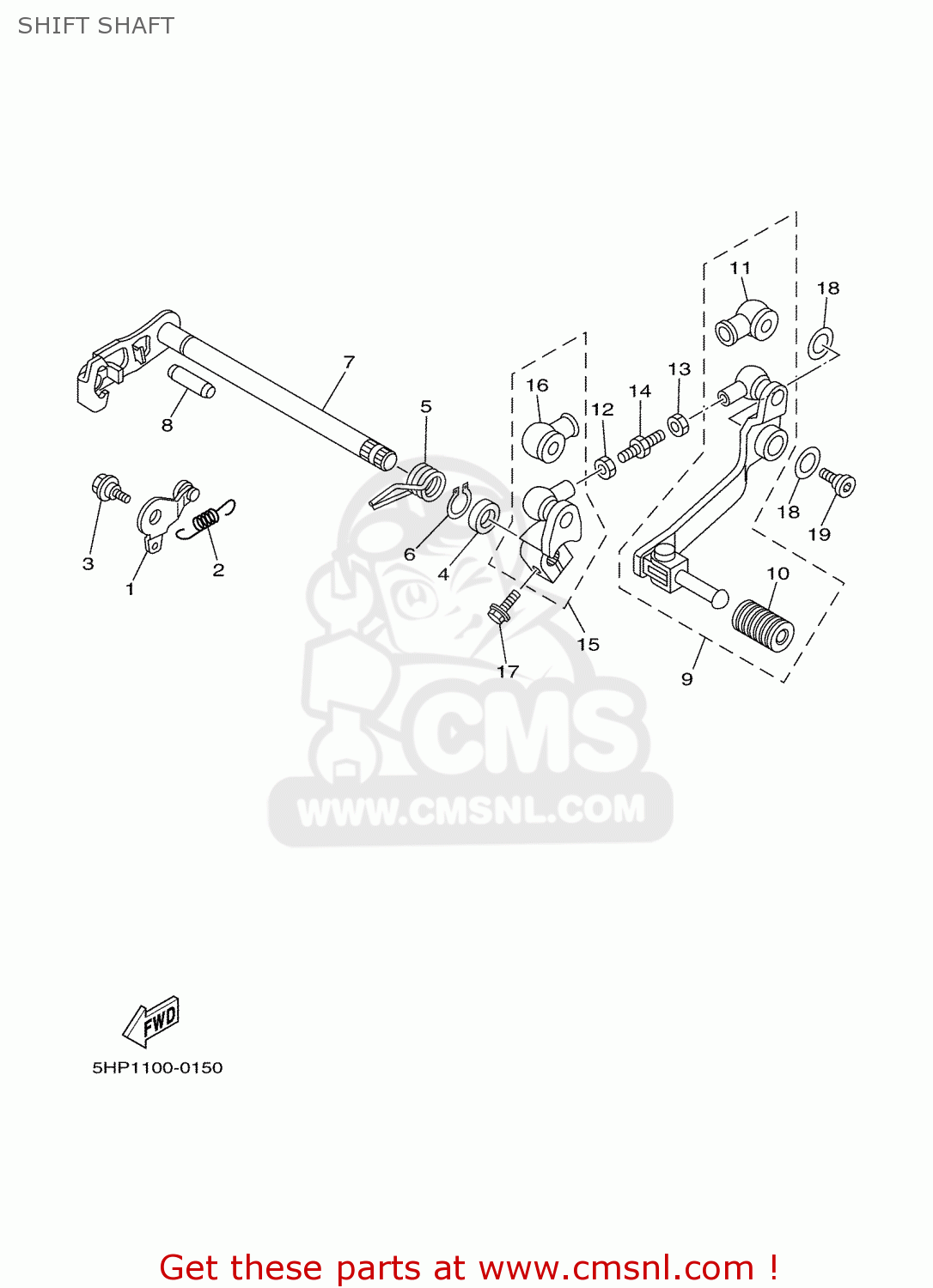Yamaha TTR125 2003 5HPF ENGLAND 1B5HP100E2 SHIFT SHAFT buy original