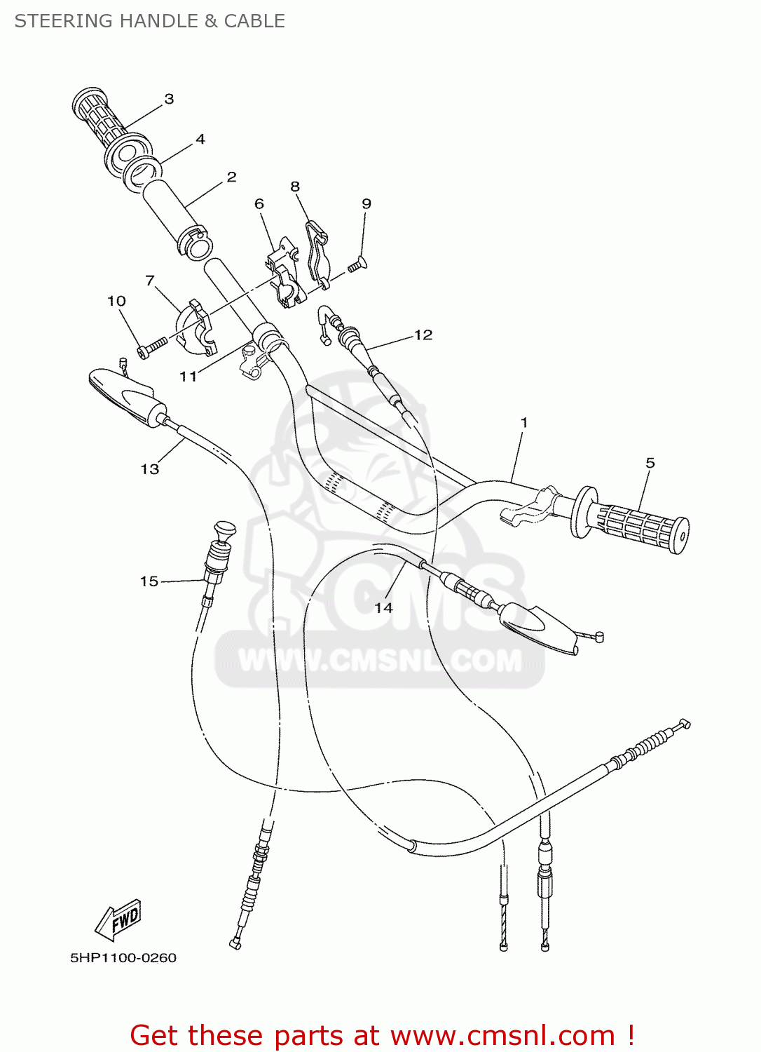 Yamaha TTR125LE 2005 1B27 JAPAN 1D1B2-100EA STEERING HANDLE & CABLE ...