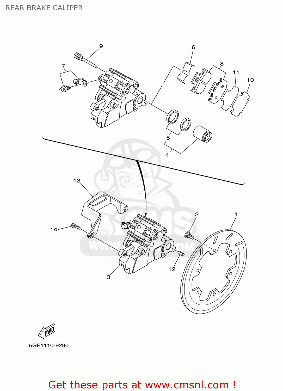 Yamaha TTR250 TTR250C 2003 (3) USA CALIFORNIA REAR BRAKE CALIPER buy