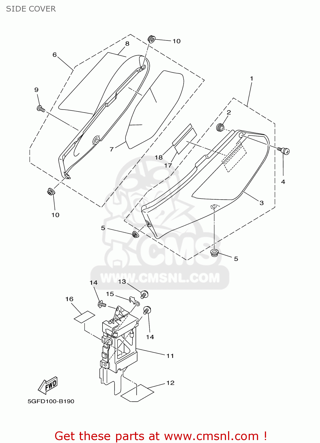 Yamaha TTR250 TTR250C 2003 (3) USA CALIFORNIA SIDE COVER - buy original ...
