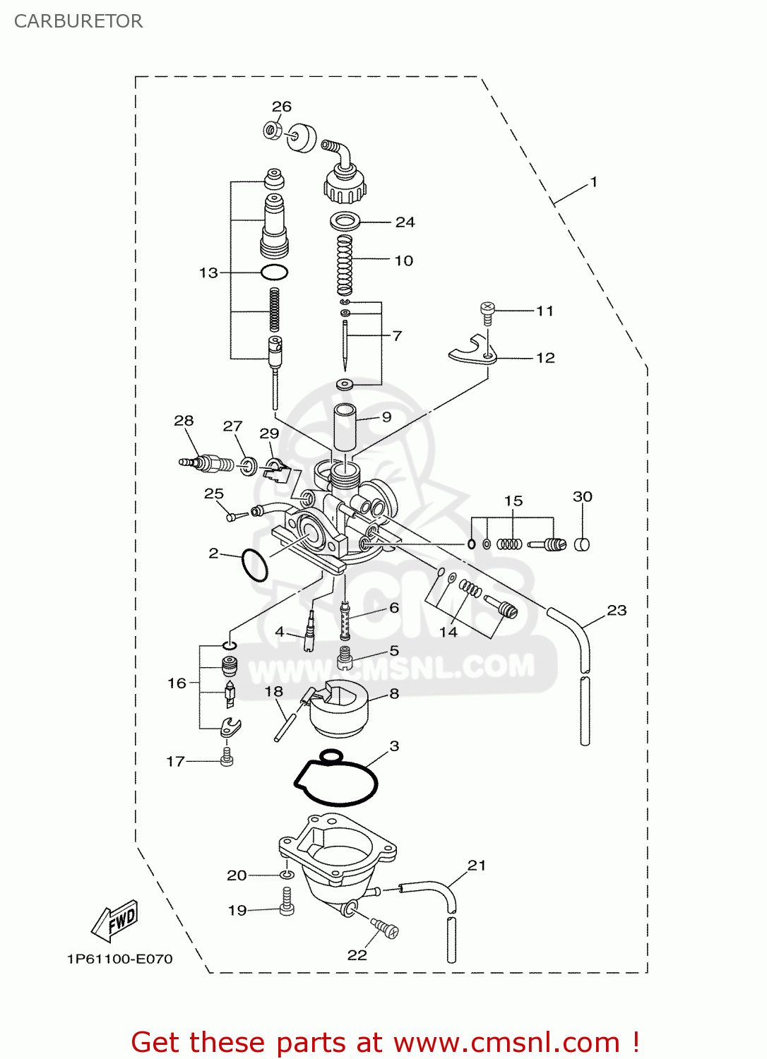 Yamaha TTR50EX 2008 1P6A AUSTRALIA 1G1P6-100E1 CARBURETOR - buy