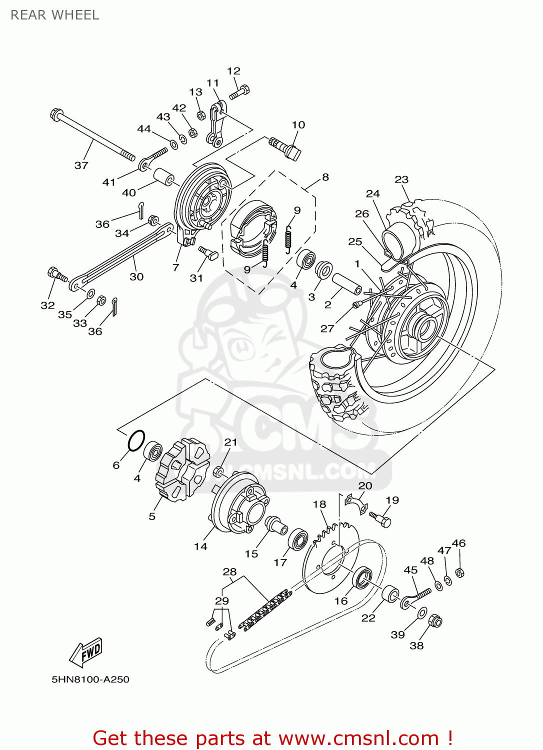 Yamaha TTR90 OFFROAD 2003 (3) USA REAR WHEEL buy original REAR WHEEL