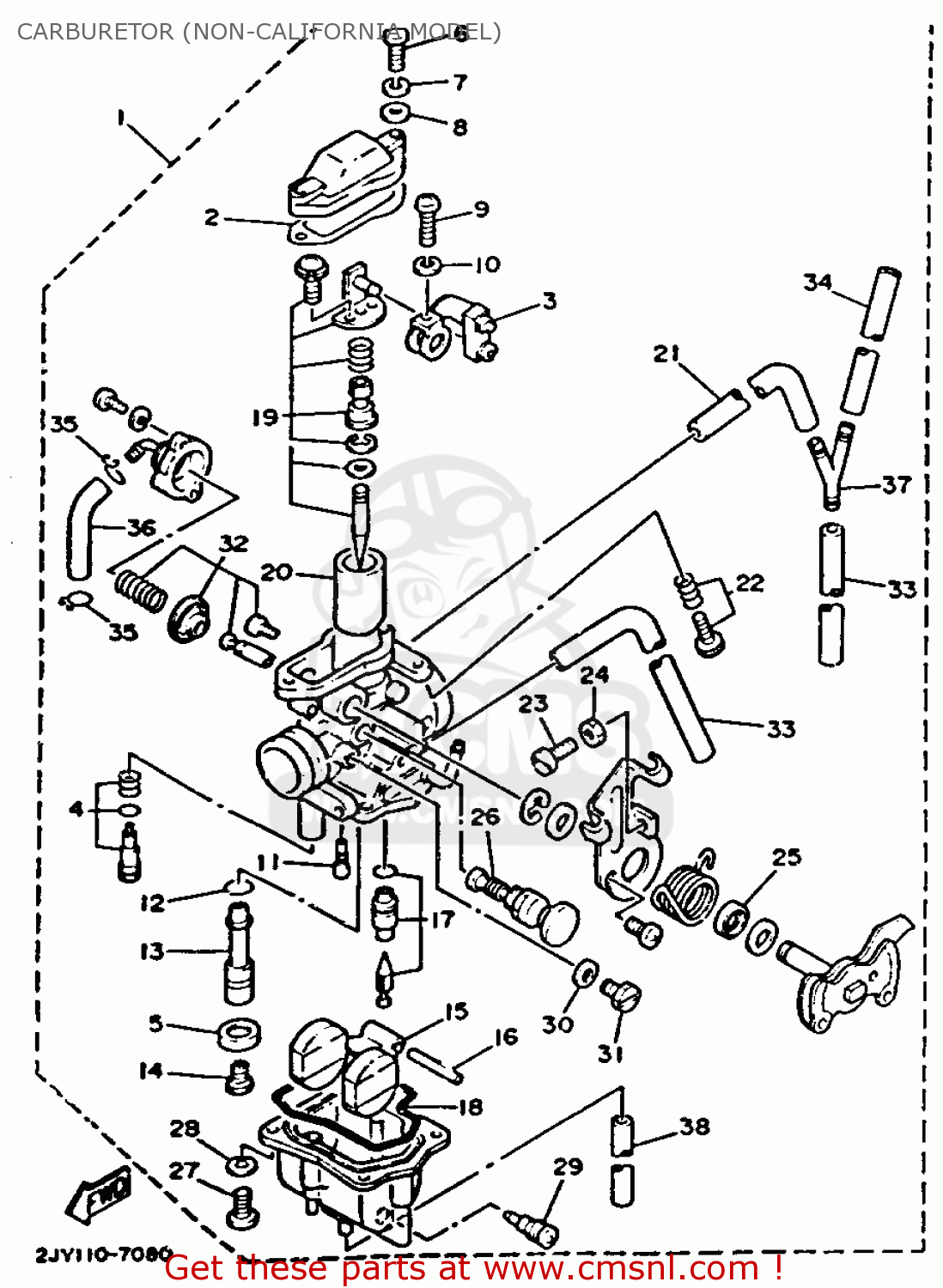 Yamaha TW200 TRAILWAY 1987 (H) USA CARBURETOR (NON-CALIFORNIA MODEL ...