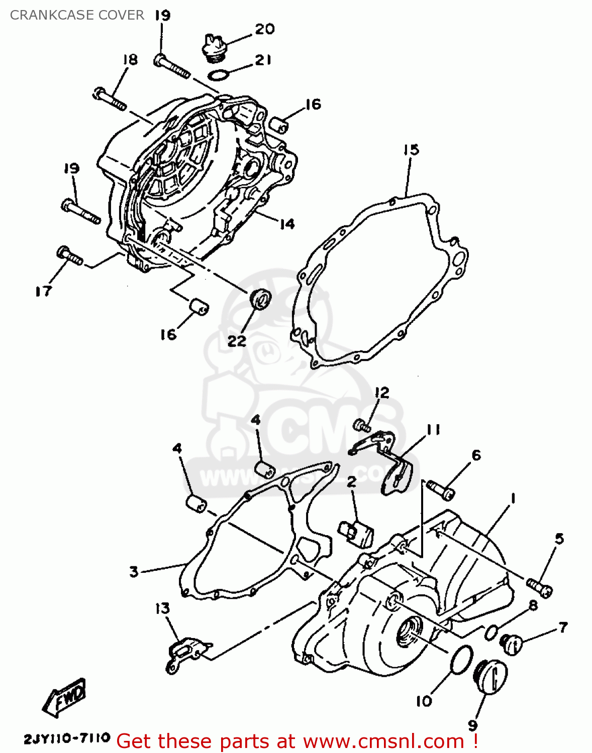 Yamaha TW200 TRAILWAY 1987 (H) USA CRANKCASE COVER - buy original ...