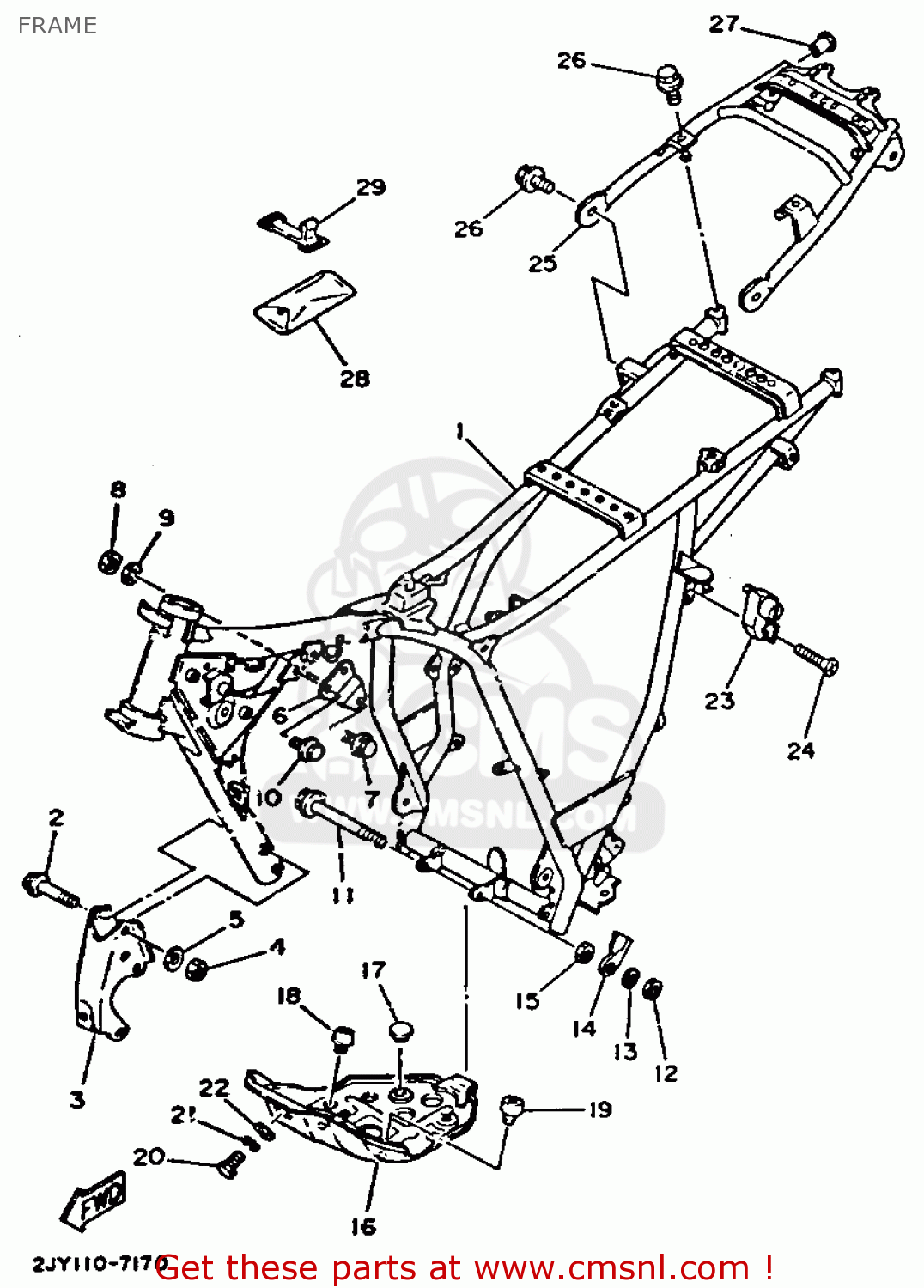 Yamaha TW200 TRAILWAY 1987 (H) USA FRAME - buy original FRAME spares online