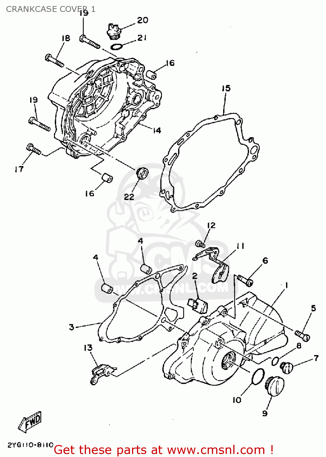 Yamaha TW200 TRAILWAY 1992 (N) USA CRANKCASE COVER 1 - buy original ...