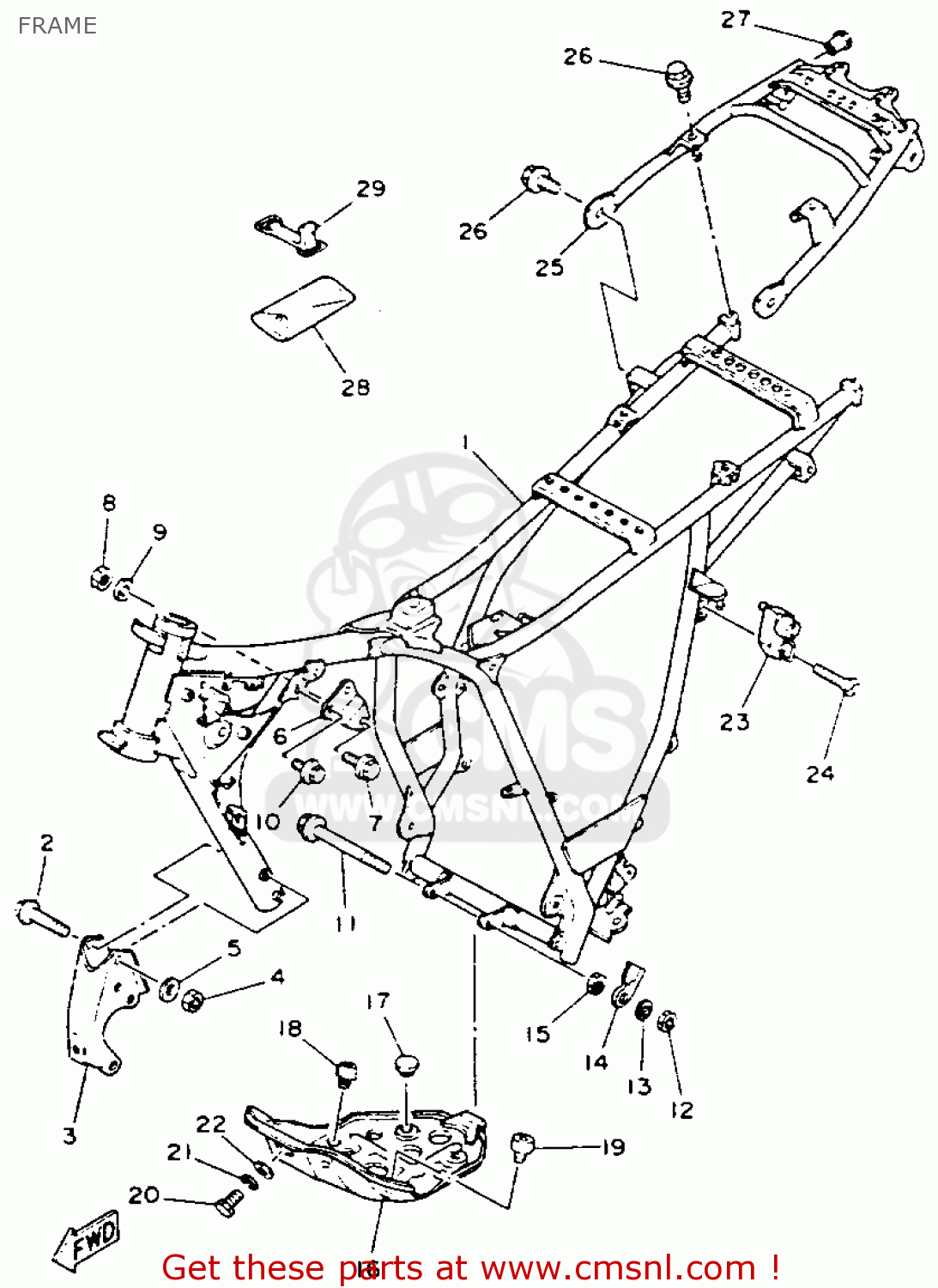 Yamaha TW200 TRAILWAY 1993 (P) USA FRAME - buy original FRAME spares online