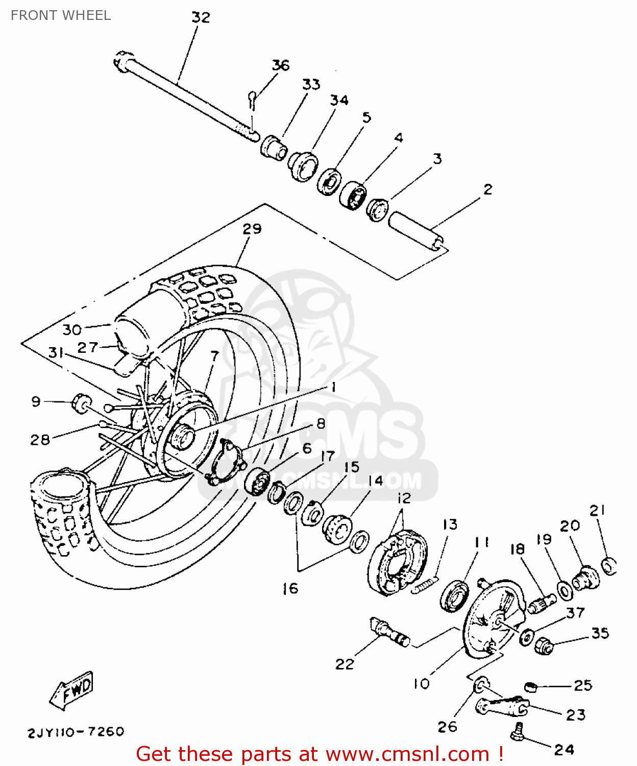 Yamaha TW200 TRAILWAY 1993 (P) USA FRONT WHEEL buy original FRONT