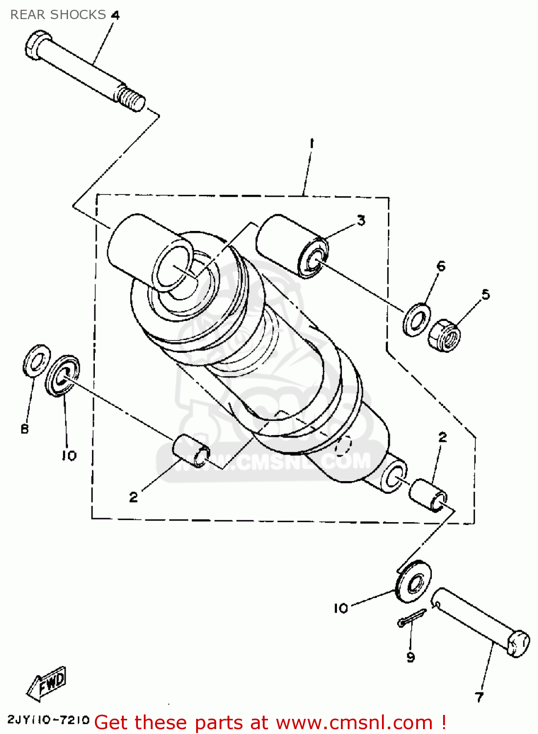 Tw200 Rear Shock Yamaha TW200 TW200C TRAILWAY 1989 (K) USA CALIFORNIA REAR SHOCKS - buy ...