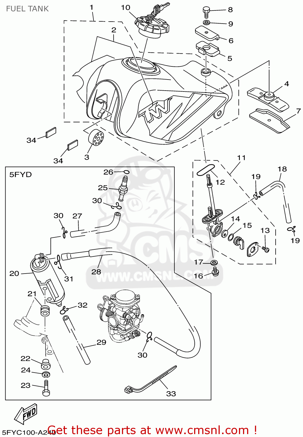 Yamaha TW200 TW200C TRAILWAY 2002 (2) USA CALIFORNIA FUEL TANK buy