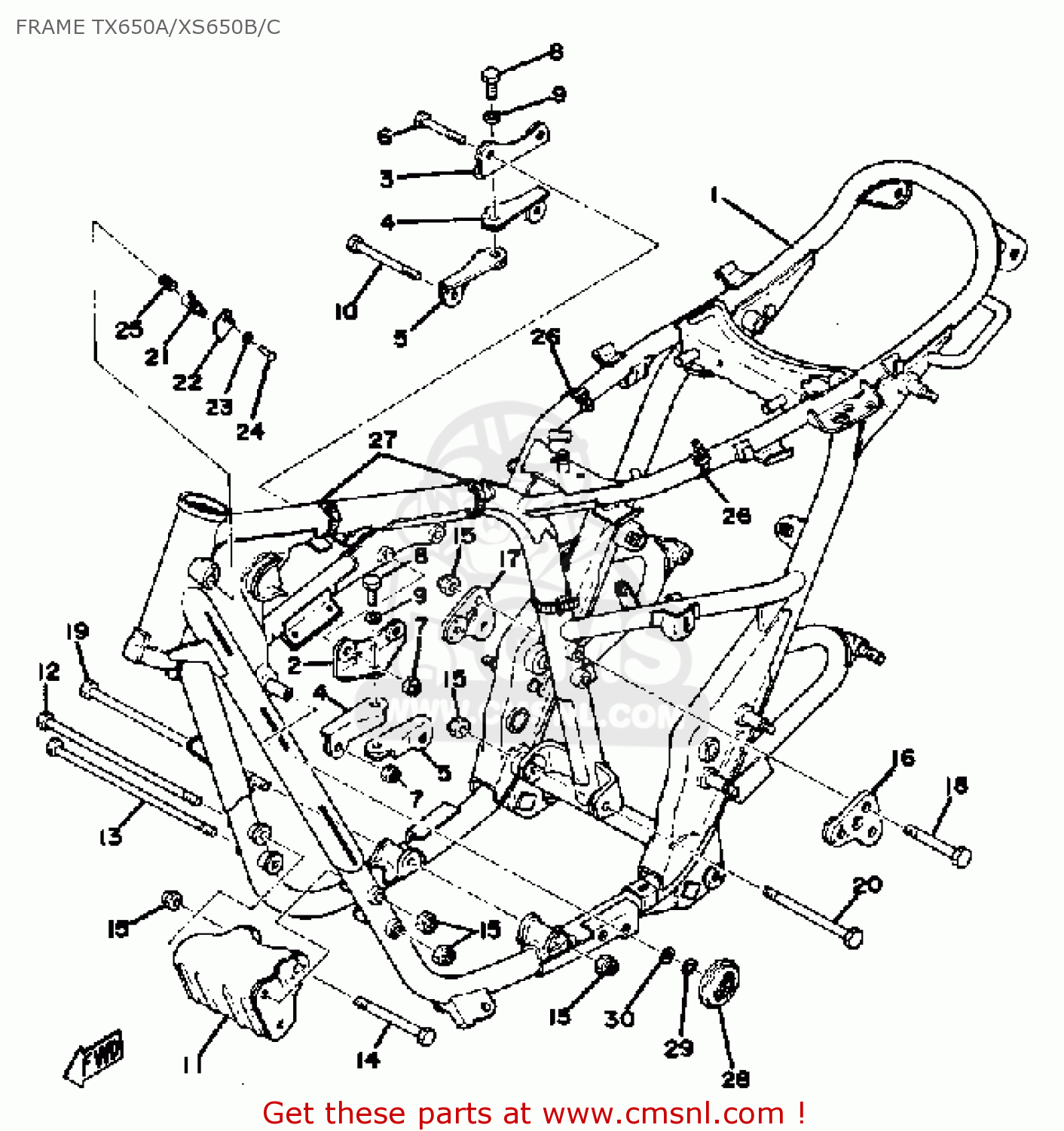 Yamaha TX650 1974 1975 1976 USA FRAME TX650A/XS650B/C - buy original ...