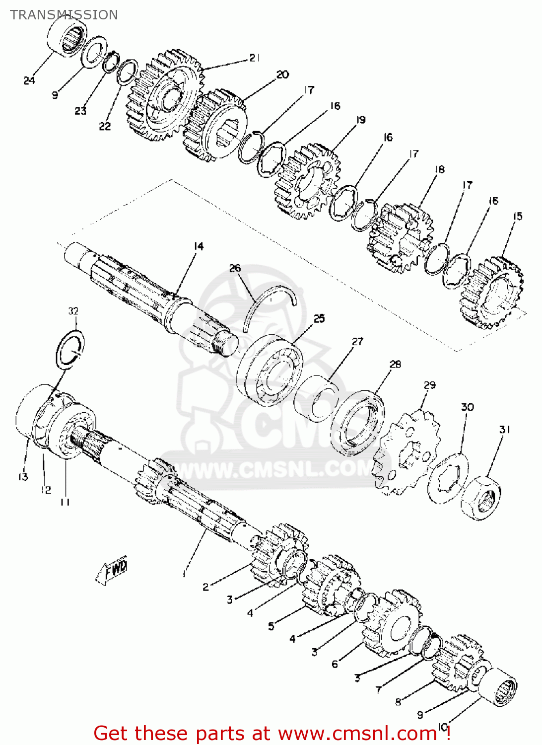 Yamaha TX750 1974 USA TRANSMISSION - buy original TRANSMISSION spares ...