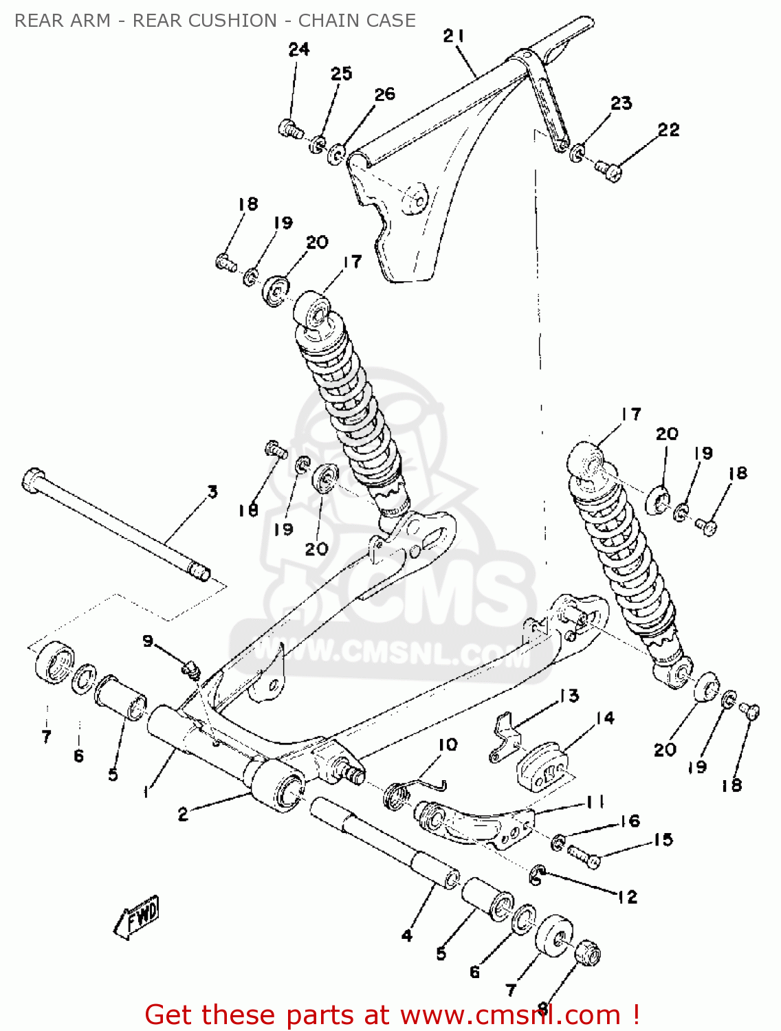 Yamaha TY175 1975 USA REAR ARM - REAR CUSHION - CHAIN CASE - buy ...