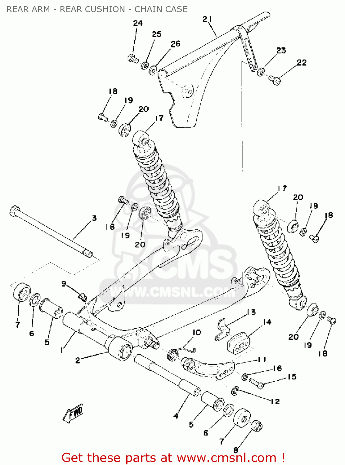 Yamaha TY175 1976 USA REAR ARM - REAR CUSHION - CHAIN CASE - buy ...